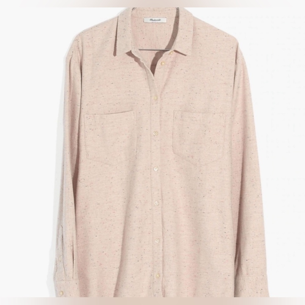 Madewell Flannel Faded Pink (almost neutral) button down WITH POCKETS
